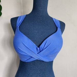 H2oh Colours Blue Twist Front Slightly Padded Bikini Top E